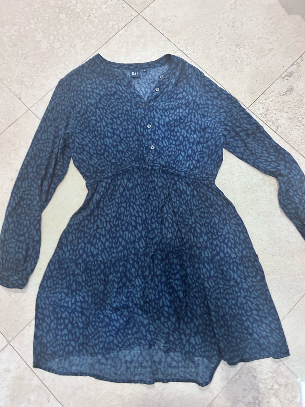 GAP Navy Animal-Print long sleeve dress
